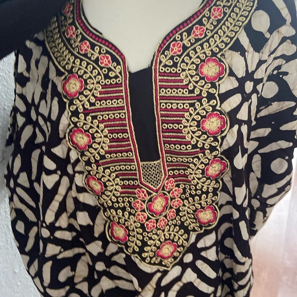 Embroidered‎ Caftan Cotton Boho Kurti Beach Dress Size OS NEW - Picture 6 of 12